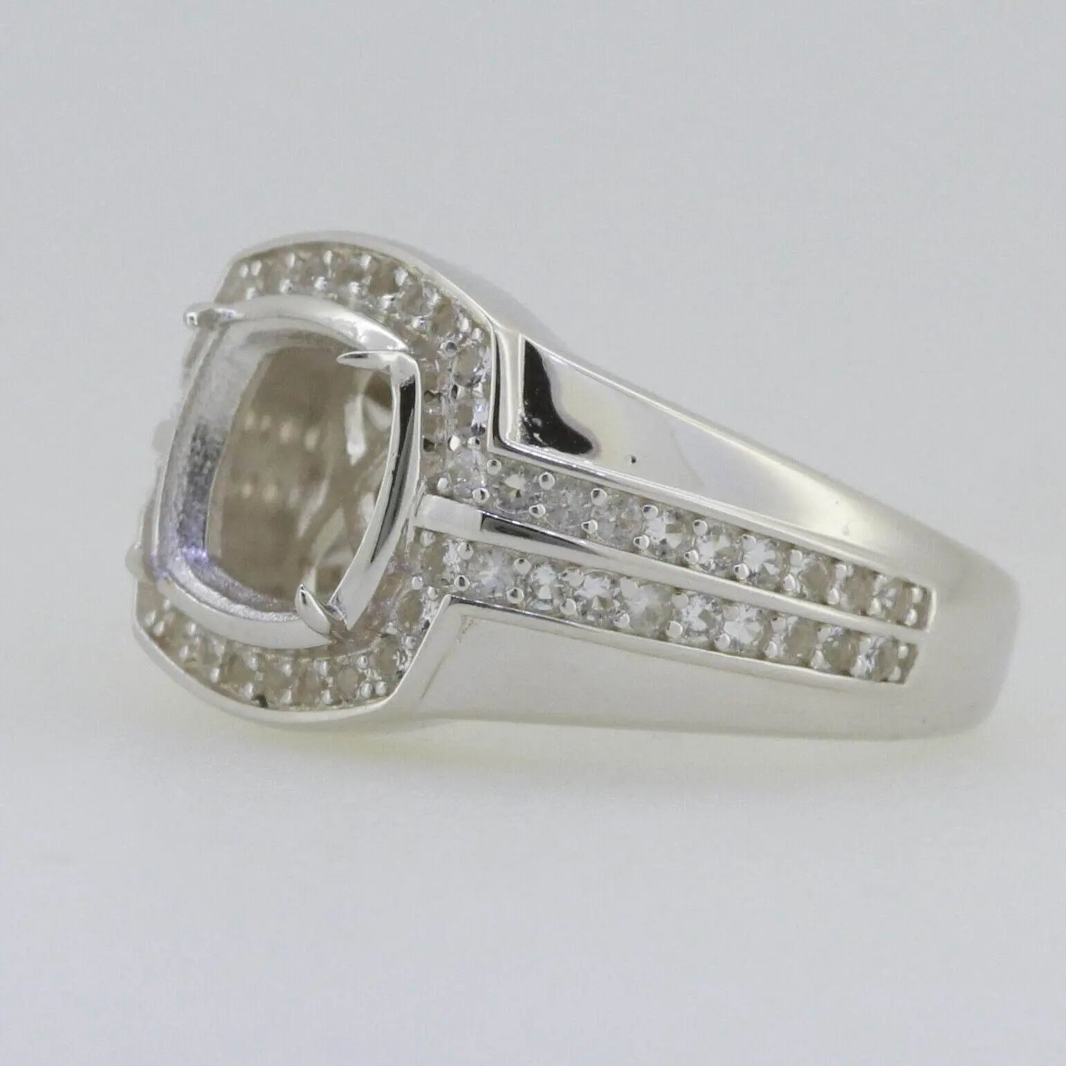 Men's Ring Settings 10K Gold Ring Mounting Cushion CU 8X8mm Moissanite Accent DHJ
