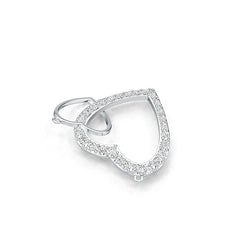 Sterling Silver Pendant Double Heart with White Topaz or Moissanite DHJ
