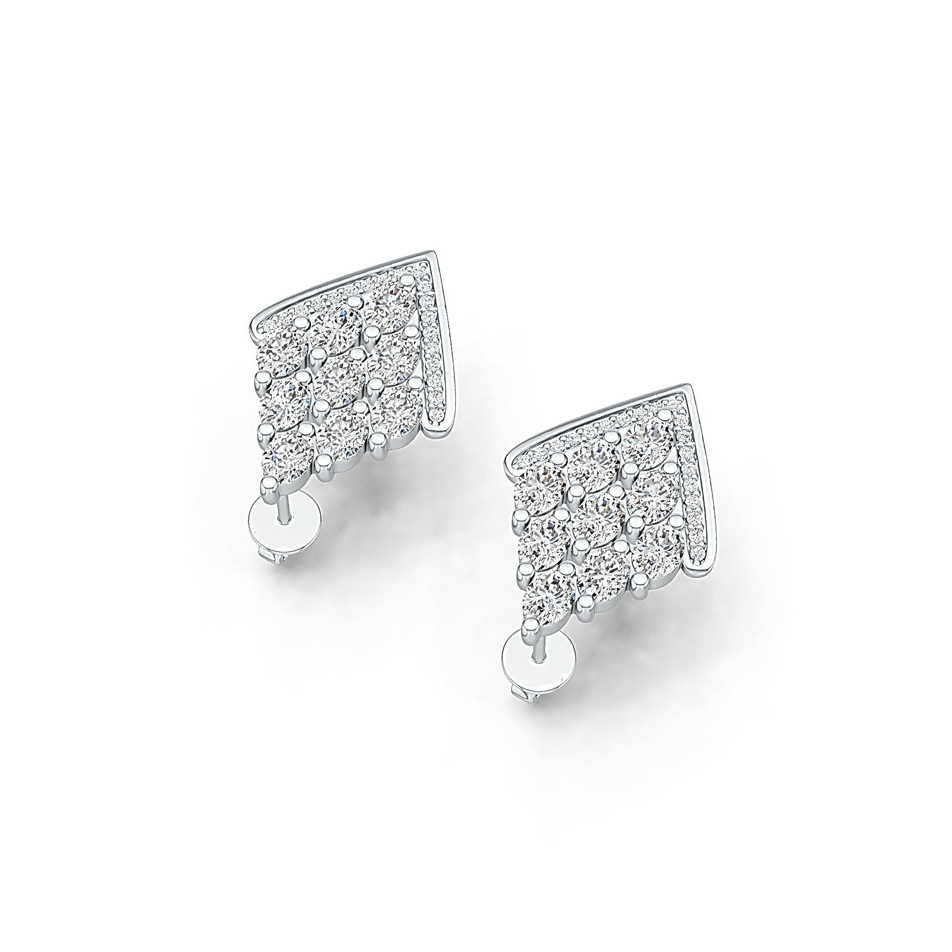 Sterling Silver Earrings Cluster Kite Shape with White Topaz or Moissanite DHJ