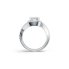 Platinum Semi Mount Ring Setting Oval OV 9X7mm Bypass Ring with Diamond Accent DHJ