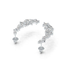 18K Gold Semi Mount Earrings Setting Marquise MQ 6X3mm MQ 5X2.5mm SQ 3X3mm Diamond Accent DHJ
