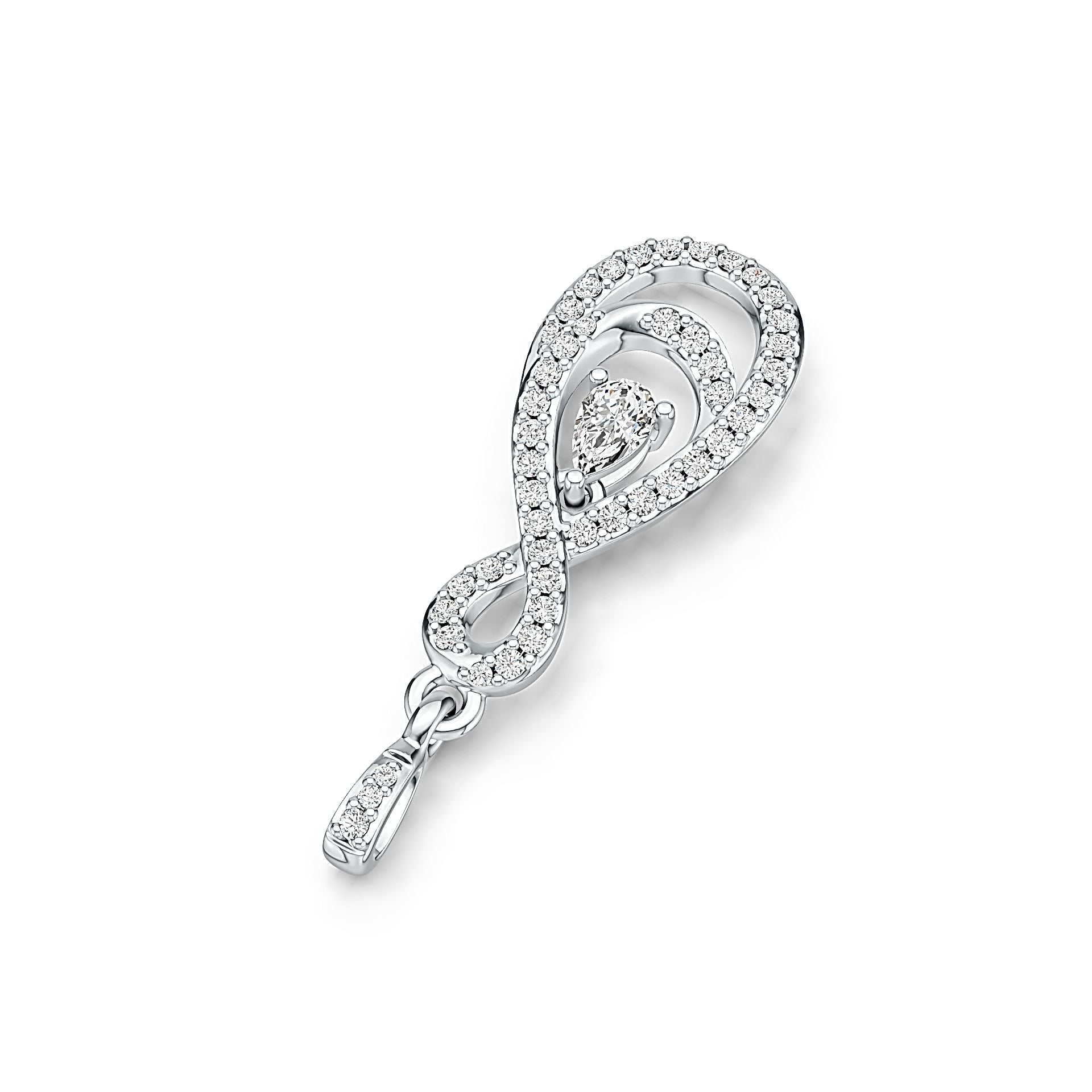 18K Gold Semi Mount Pendant Setting Pear PE 5X3mm with White Topaz Diamond Accent DHJ