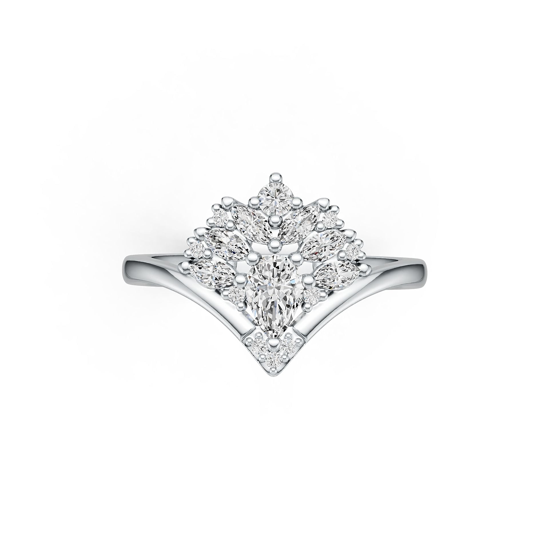 Platinum Semi Mount Ring Setting PE 6X4mm Diamond Accent DHJ