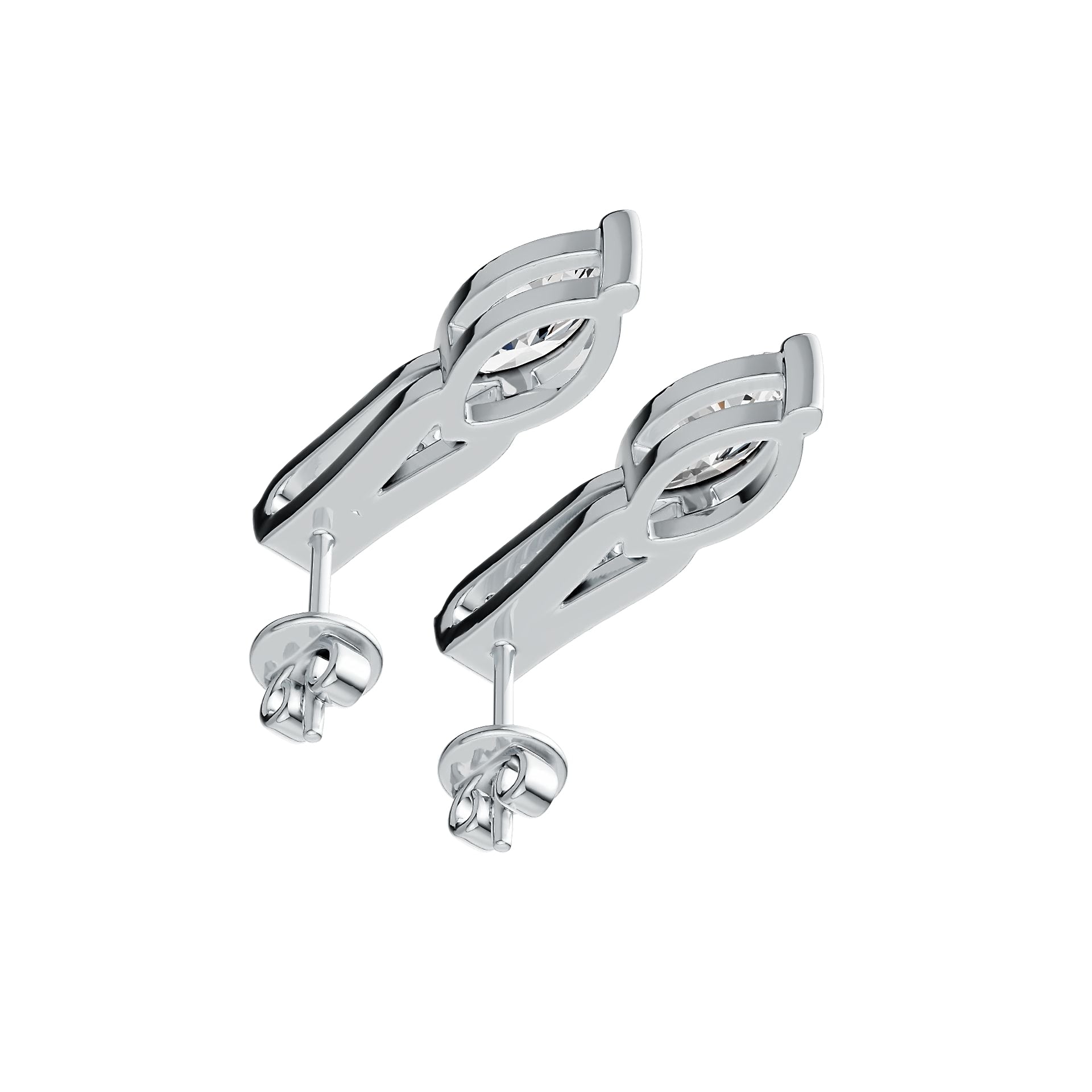 Sterling Silver Semi Mount Earrings Setting Marquise MQ 9X4.5mm with White Topaz DHJ