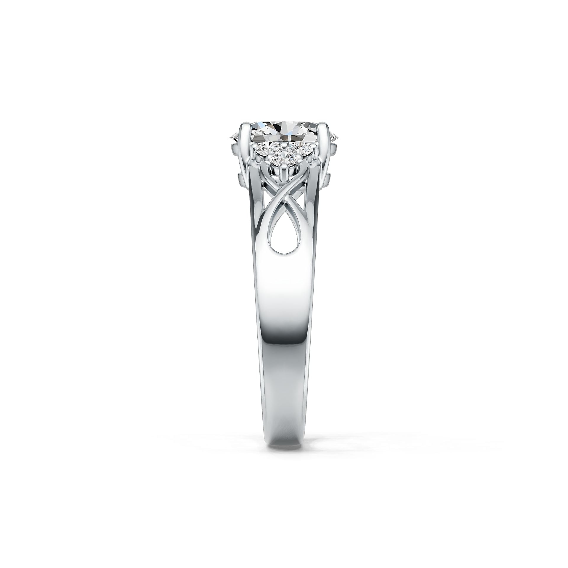 10K Gold Semi Mount Ring Setting Oval OV 8X6mm Infinity Shank Moissanite Accent DHJ