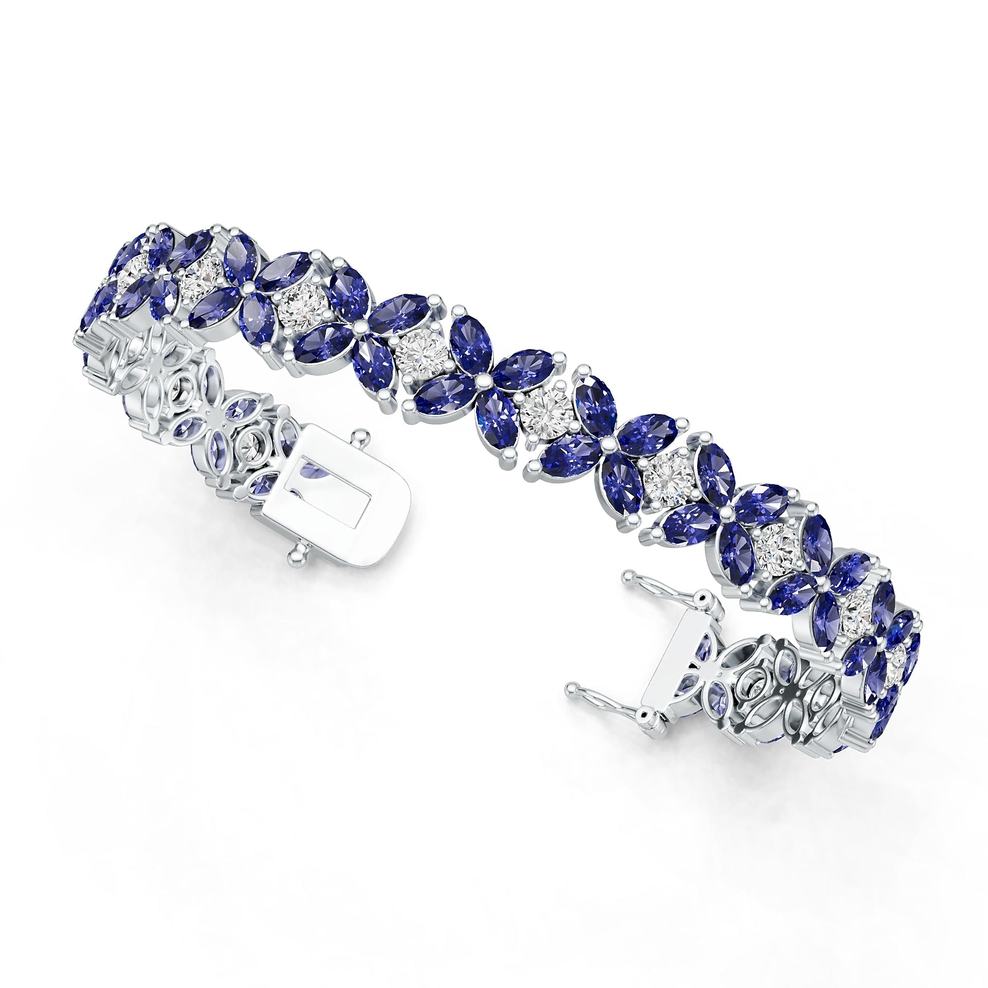 18K Gold Semi Mount Bracelet Setting Round Ro 5x3mm Syz Jewelry