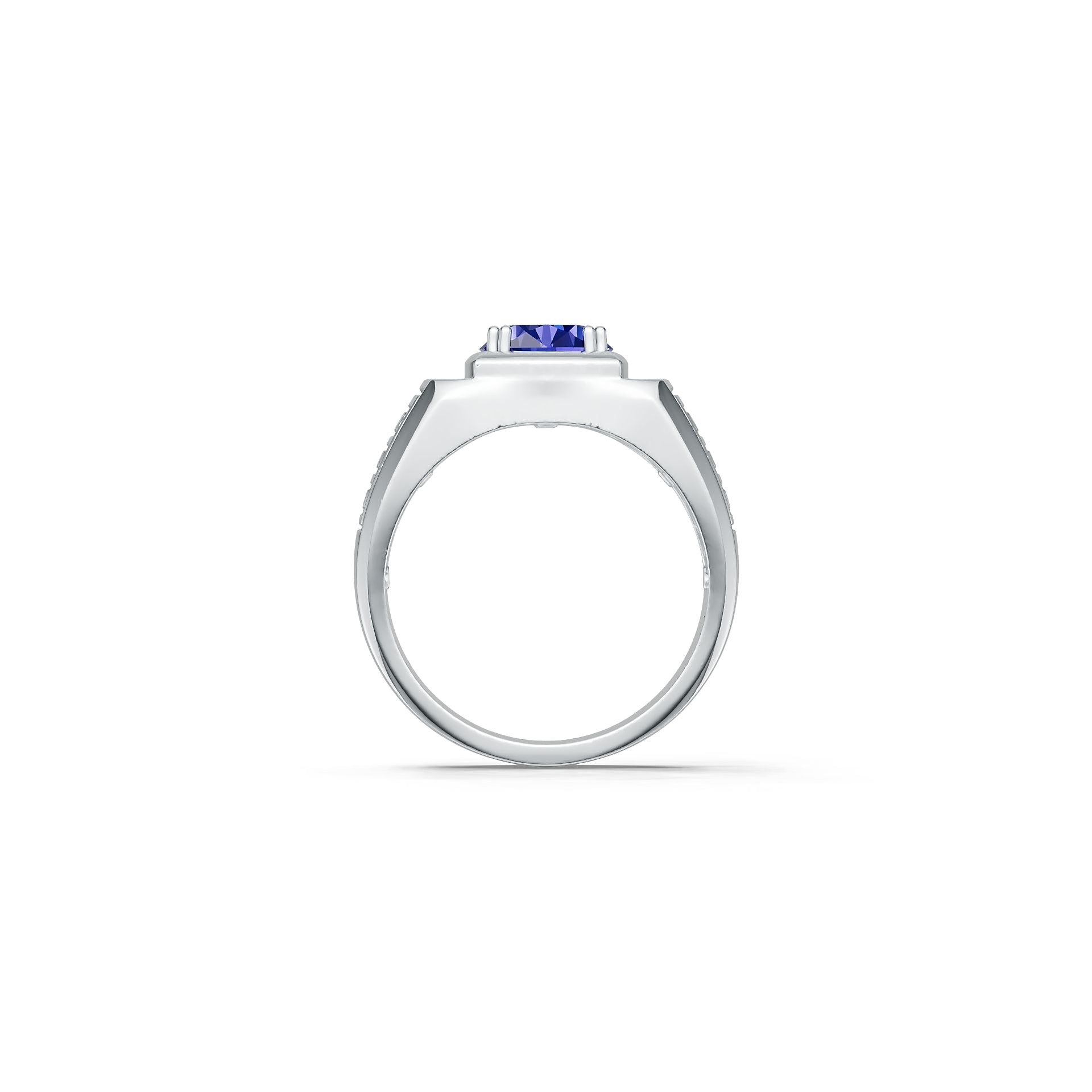 Men's Sterling Silver Semi Mount Ring Setting Oval OV 10x8mm w/ Accent DHJ