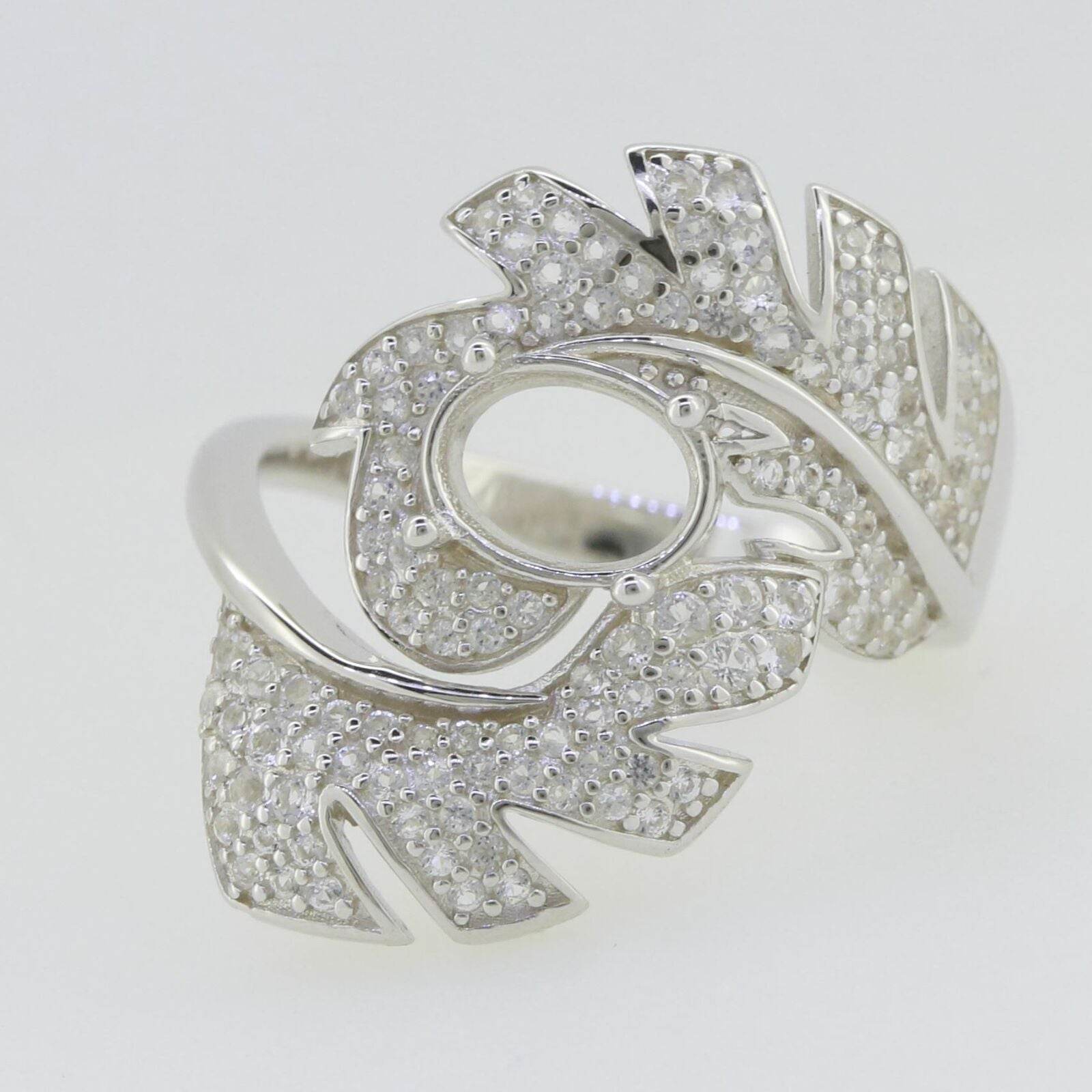 10K Gold Semi Mount Ring Setting Oval OV 8X6mm with Moissanite Accent Syzjewelry