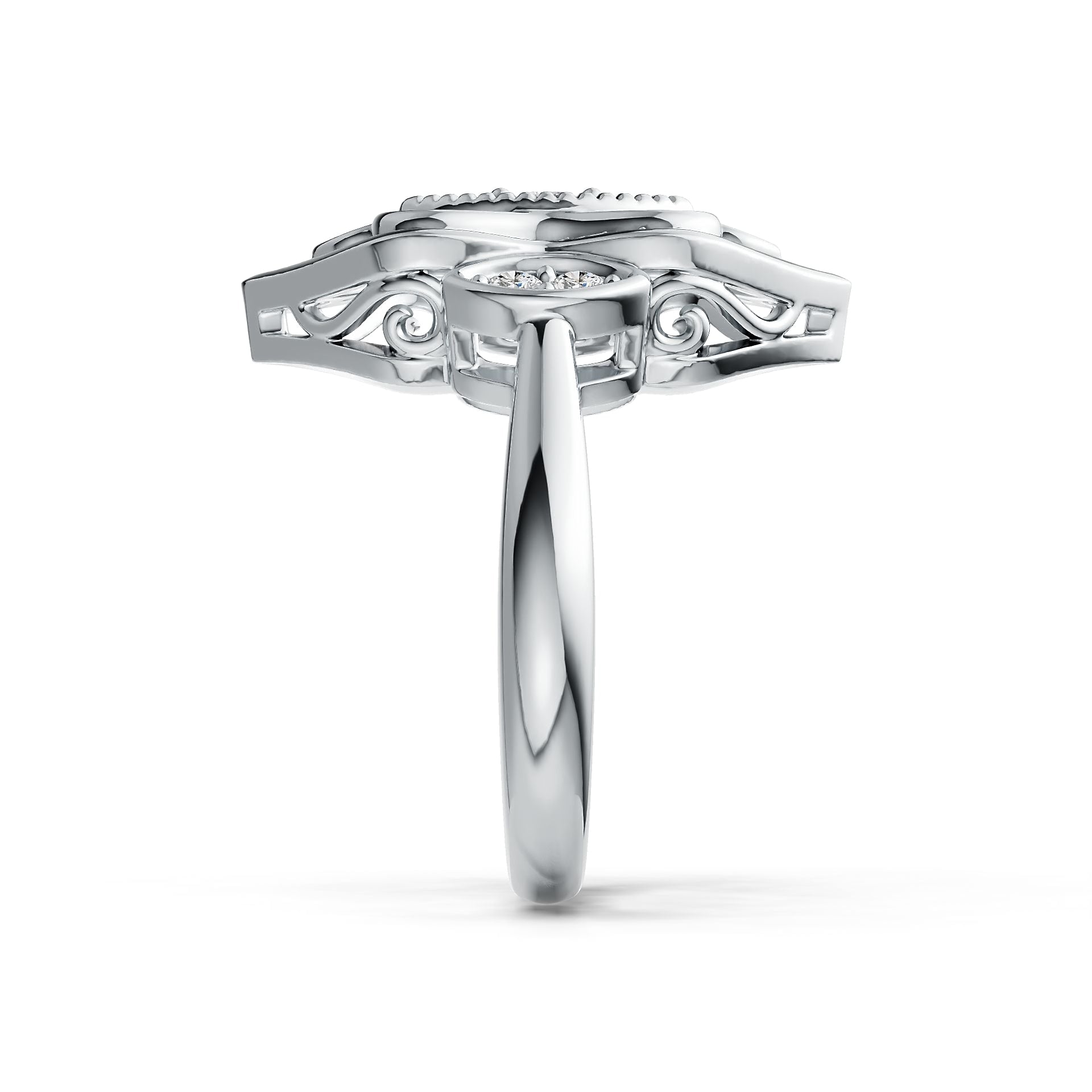 Platinum Ring with or Moissanite Vintage-Inspired Diamond Accent DHJ