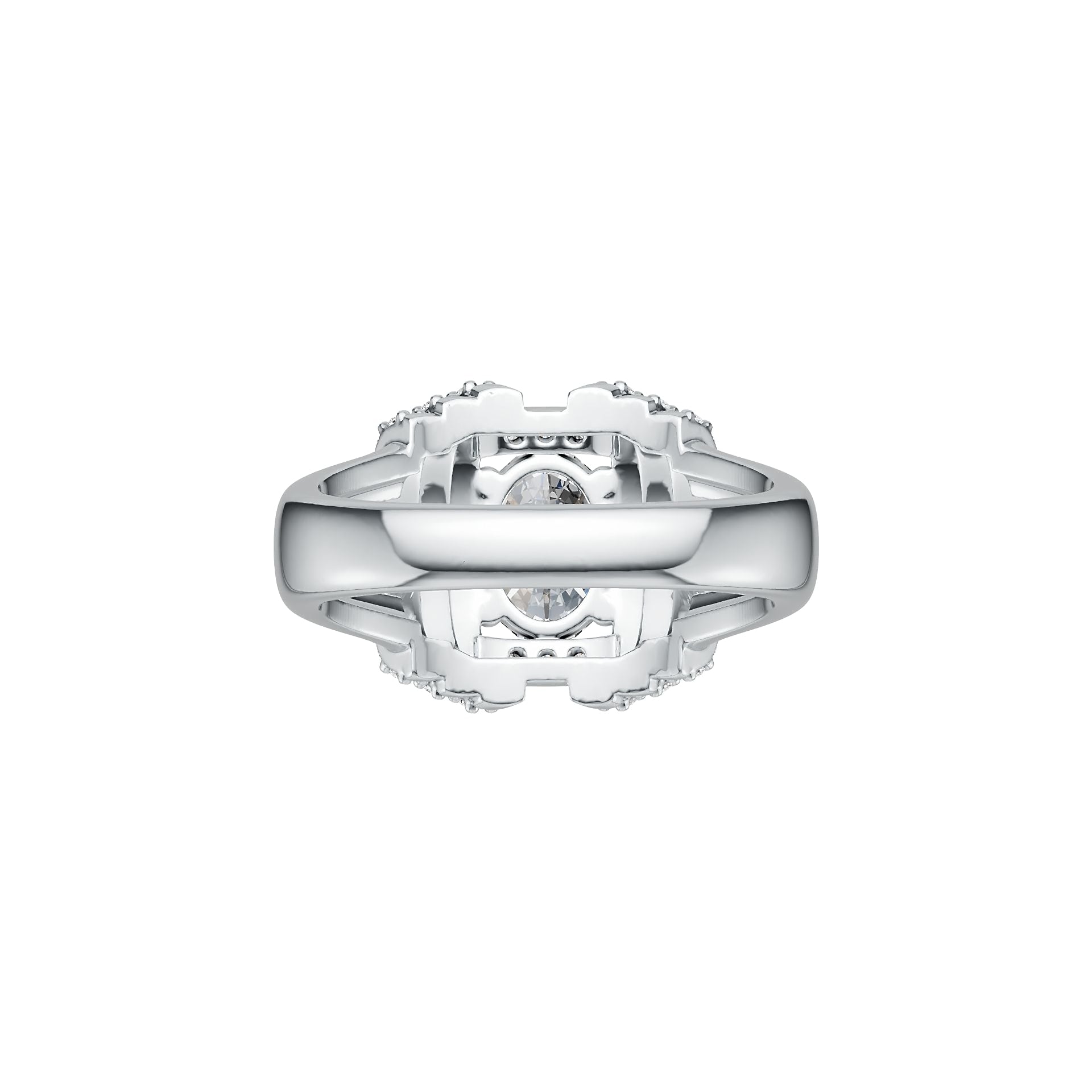 18K Gold Semi Mount Ring Setting Oval OV 8X6mm Split Shank Diamond Accent DHJ