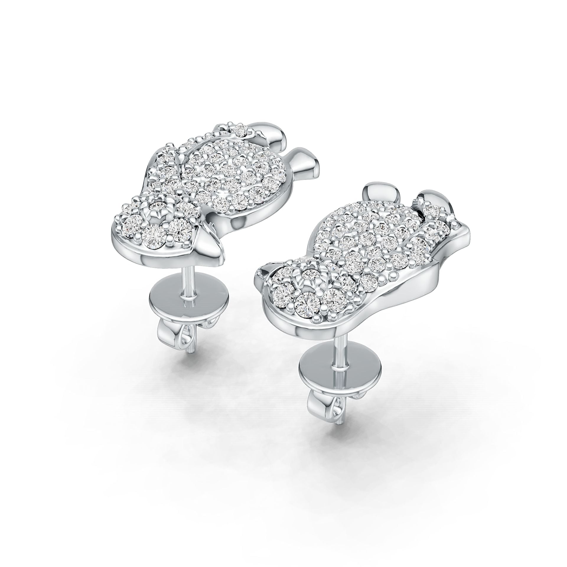 18K Gold Earrings with or Moissanite Penguin Theme Diamond Accent DHJ