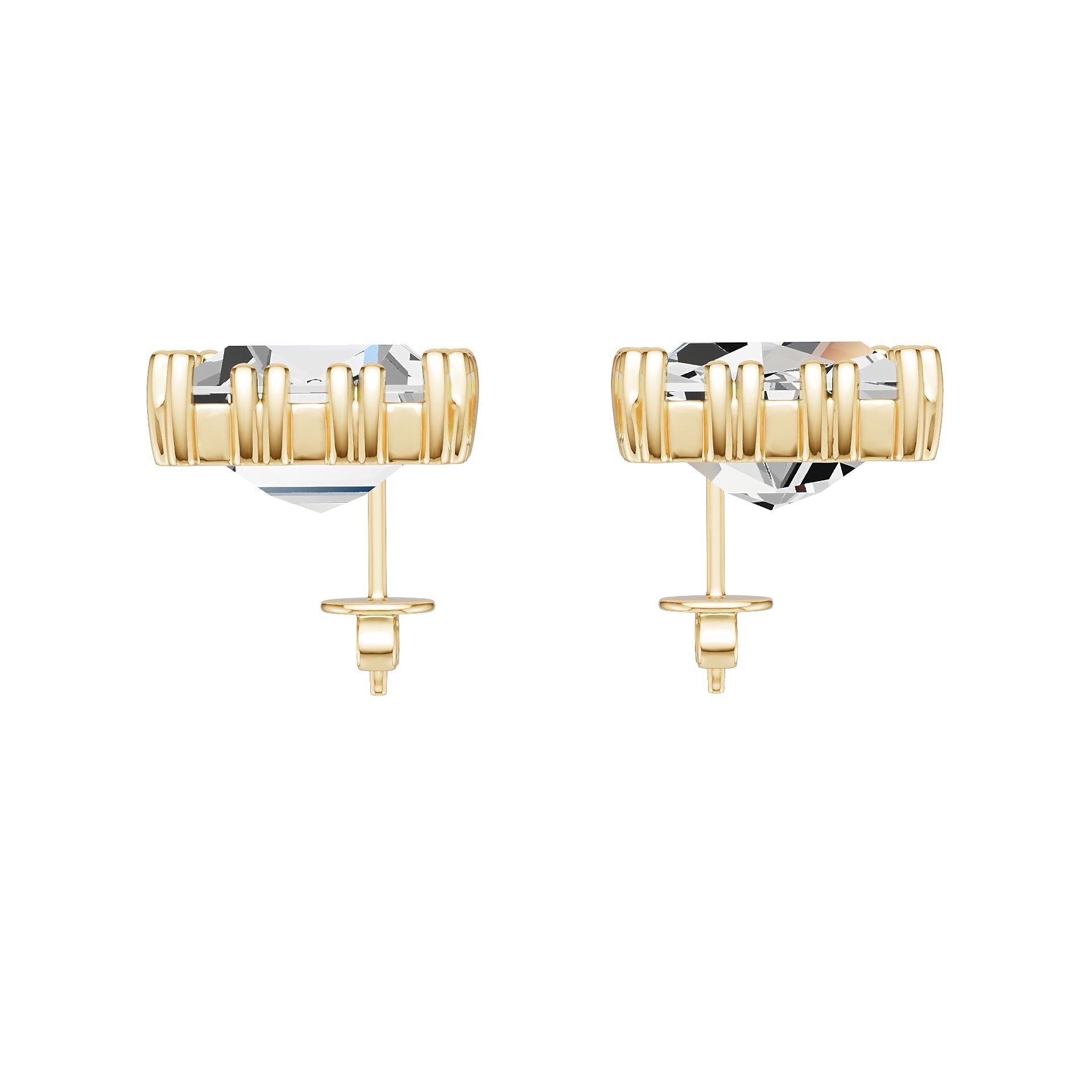18K Gold Semi Mount Earrings Setting Princess Pr 5x8mm Diamond Accent Syz Jewelry