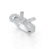 Sterling Silver Ring Bow Butterfly Knot Theme with White Topaz or Moissanite Syzjewelry