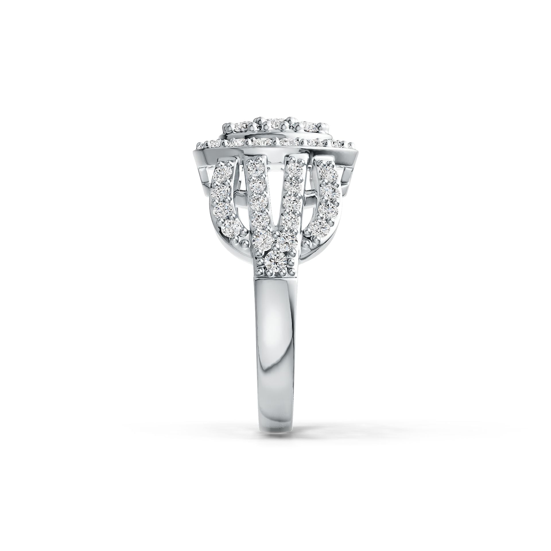 18K Gold Ring with White Topaz or Moissanite Round Cluster Halo Diamond Accent DHJ