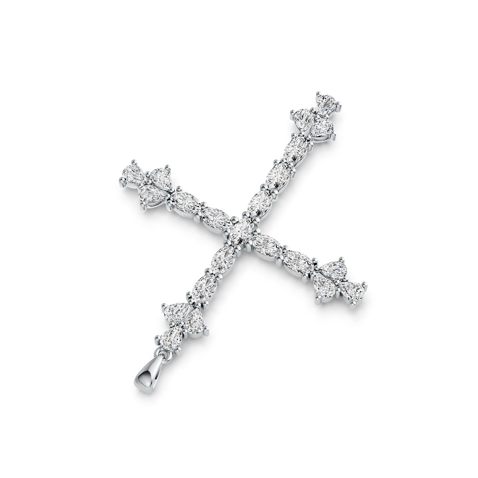 18K Gold Semi Mount Pendant Setting Oval OV 5x3mm PE 4x3mm Cross Theme DHJ