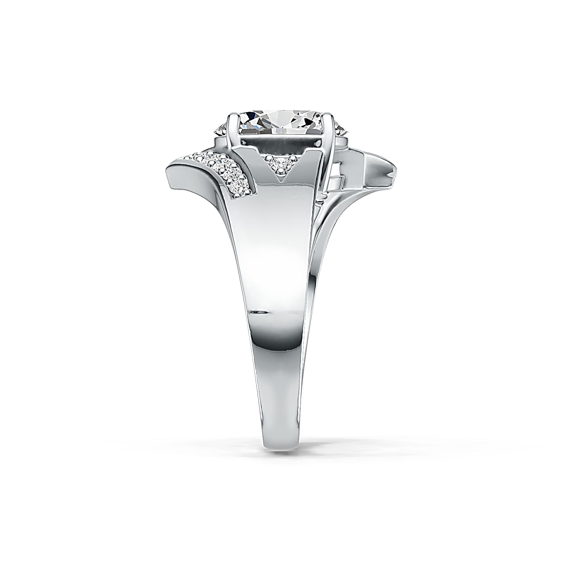 Platinum Semi Mount Ring Setting Oval OV 10x8mm Bypass Diamond Accent Syzjewelry
