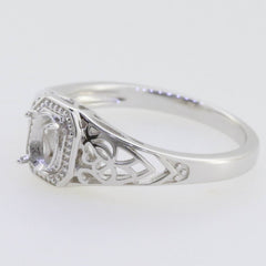 Platinum Semi Mount Ring Setting Oval OV 6x4mm Vintage Repro Syzjewelry