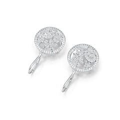Sterling Silver Floral Filigree Earrings with White Topaz or Moissanite DHJ