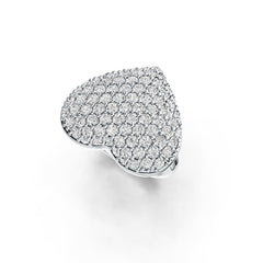 Sterling Silver Ring Cluster Heart Theme with White Topaz or Moissanite