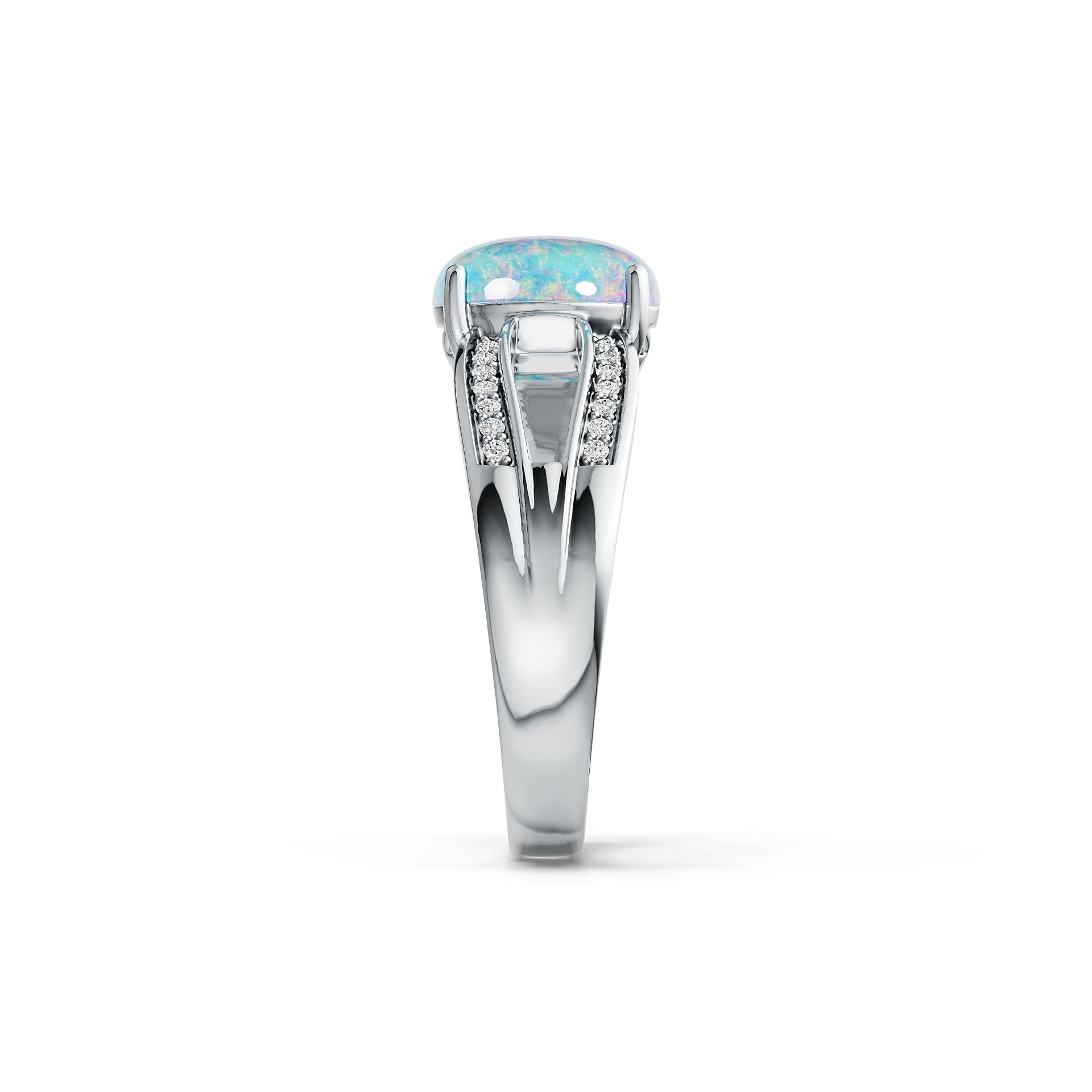 Platinum Semi Mount Ring Setting Oval OV 10X8mm Cabochon Diamond Accent DHJ