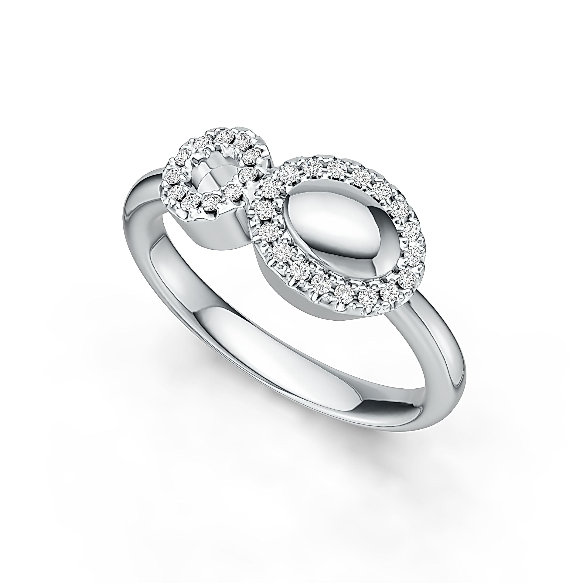 Sterling Silver Ring Toi et Moi Theme with White topaz or Moissanite DHJ