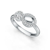 Sterling Silver Ring Toi et Moi Theme with White topaz or Moissanite DHJ