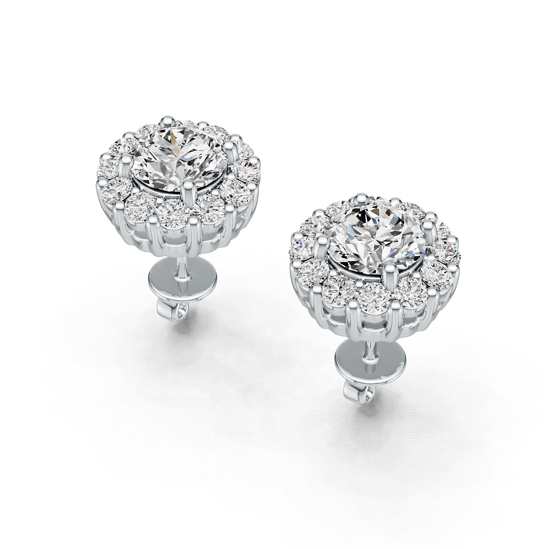 Sterling Silver Semi Mount Earrings Setting Round RD 6x6mm Halo DHJ