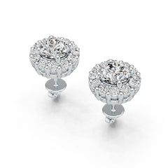 Sterling Silver Semi Mount Earrings Setting Round RD 6x6mm Halo DHJ