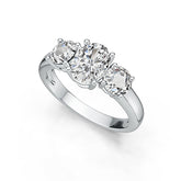 Sterling Silver Semi Mount Ring Setting OV 8x6mm RD 5x5mm 3 Stone Ring Syzjewelry