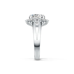 Platinum Semi Mount Ring Setting Round RD 8x8mm Halo Diamond Accent DHJ