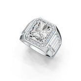 Sterling Silver Semi Mount Men's Ring Setting Emerald OCT 12x10mm Halo Syzjewelry