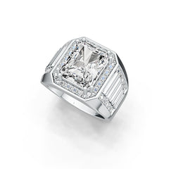 Sterling Silver Semi Mount Men's Ring Setting Emerald OCT 12x10mm Halo Syzjewelry