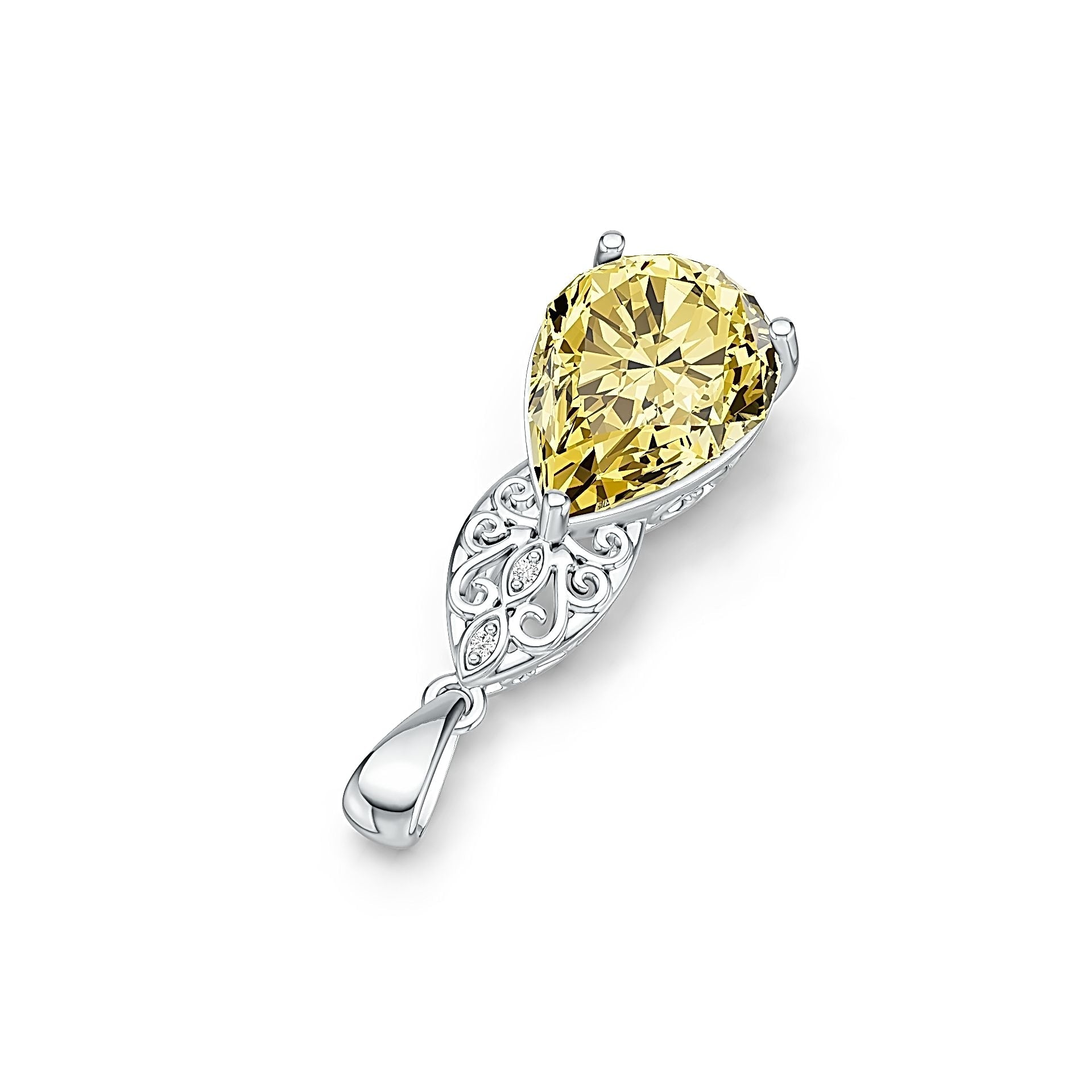 10K Gold Semi Mount Pendant Setting Pear PE 16X12mm Moissanite Accent DHJ