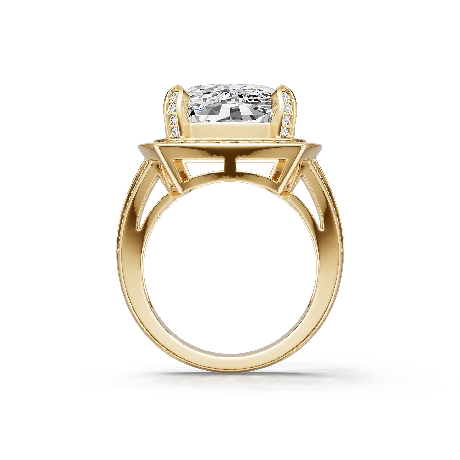 18K Gold Semi Mount Ring Setting Cushion Cu 18x13mm Diamond Accent Syz Jewelry