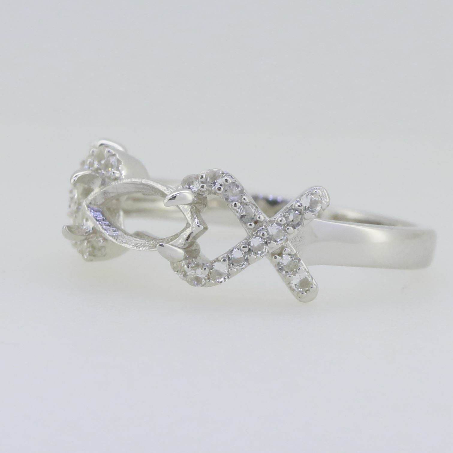 10K Gold Semi Mount Ring Setting East West Marquise MQ 10X5mm Moissanite Accent Syzjewelry