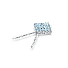 Sterling Silver Diamond-Shaped Cluster Pendant with White Topaz or Moissanite Syzjewelry