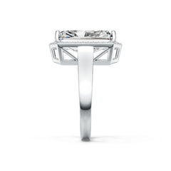 Platinum Semi Mount Ring Setting Emerald OCT 16X10mm Halo Diamond Accent DHJ