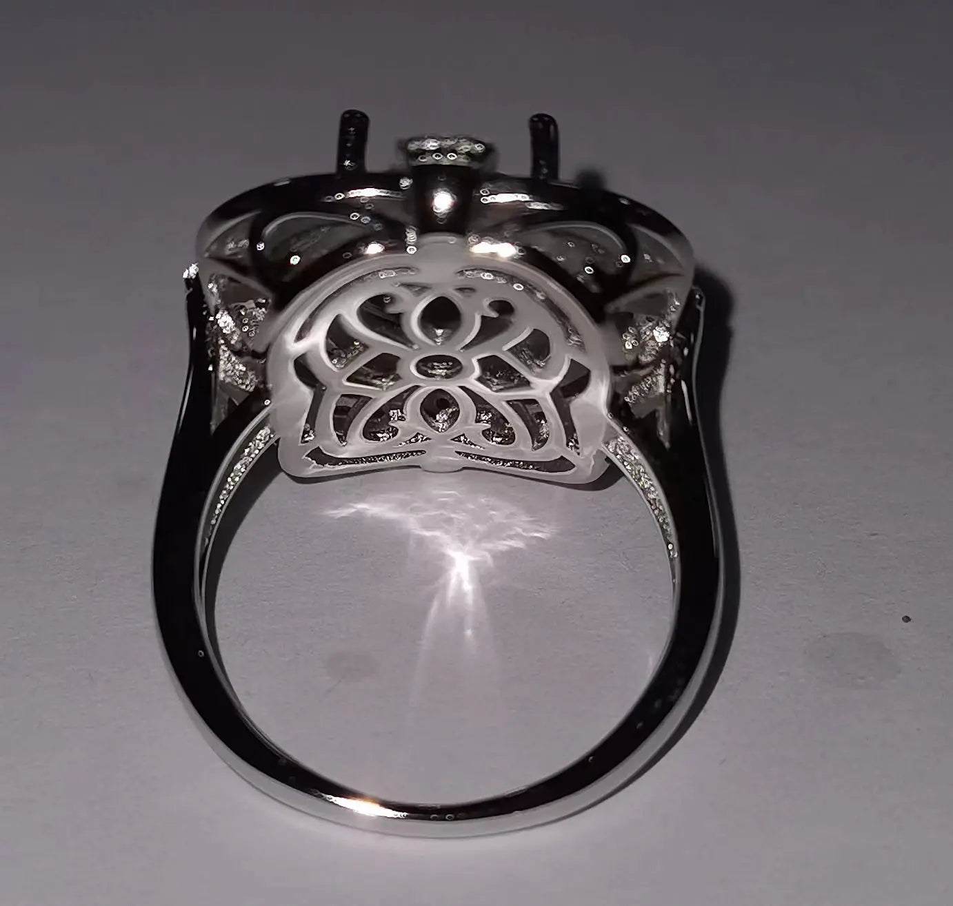 Platinum Semi Mount Ring Setting Oval OV 12X10mm Diamond Accent DHJ