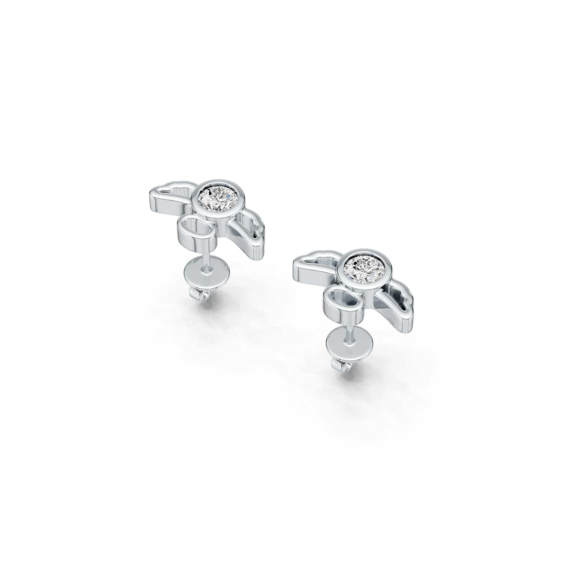 Sterling Silver Semi Mount Earrings Setting Round RD 4x4mm Angel Theme DHJ