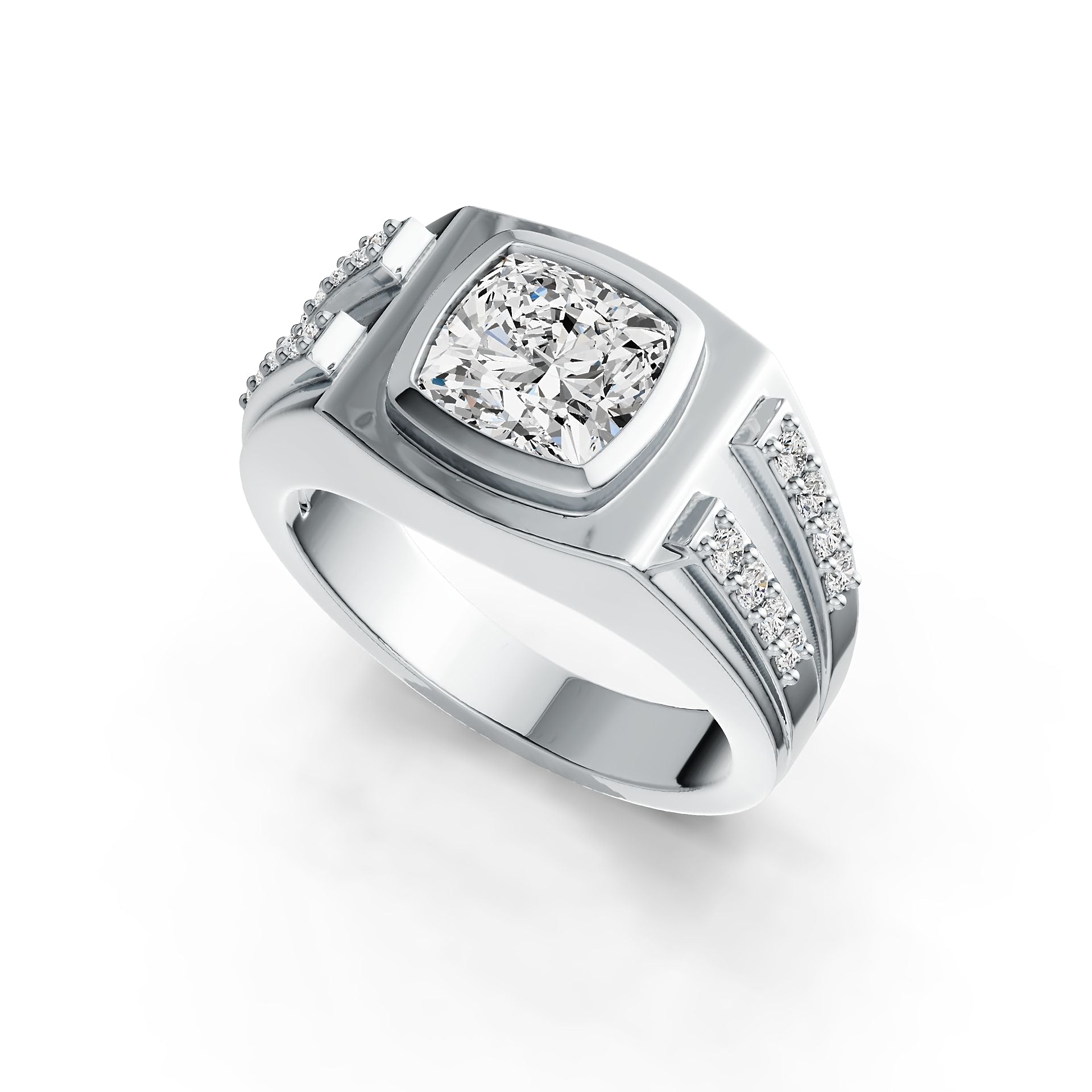 Men's Sterling Silver Semi Mount Ring Setting Cushion CU 8X8mm Bezel DHJ