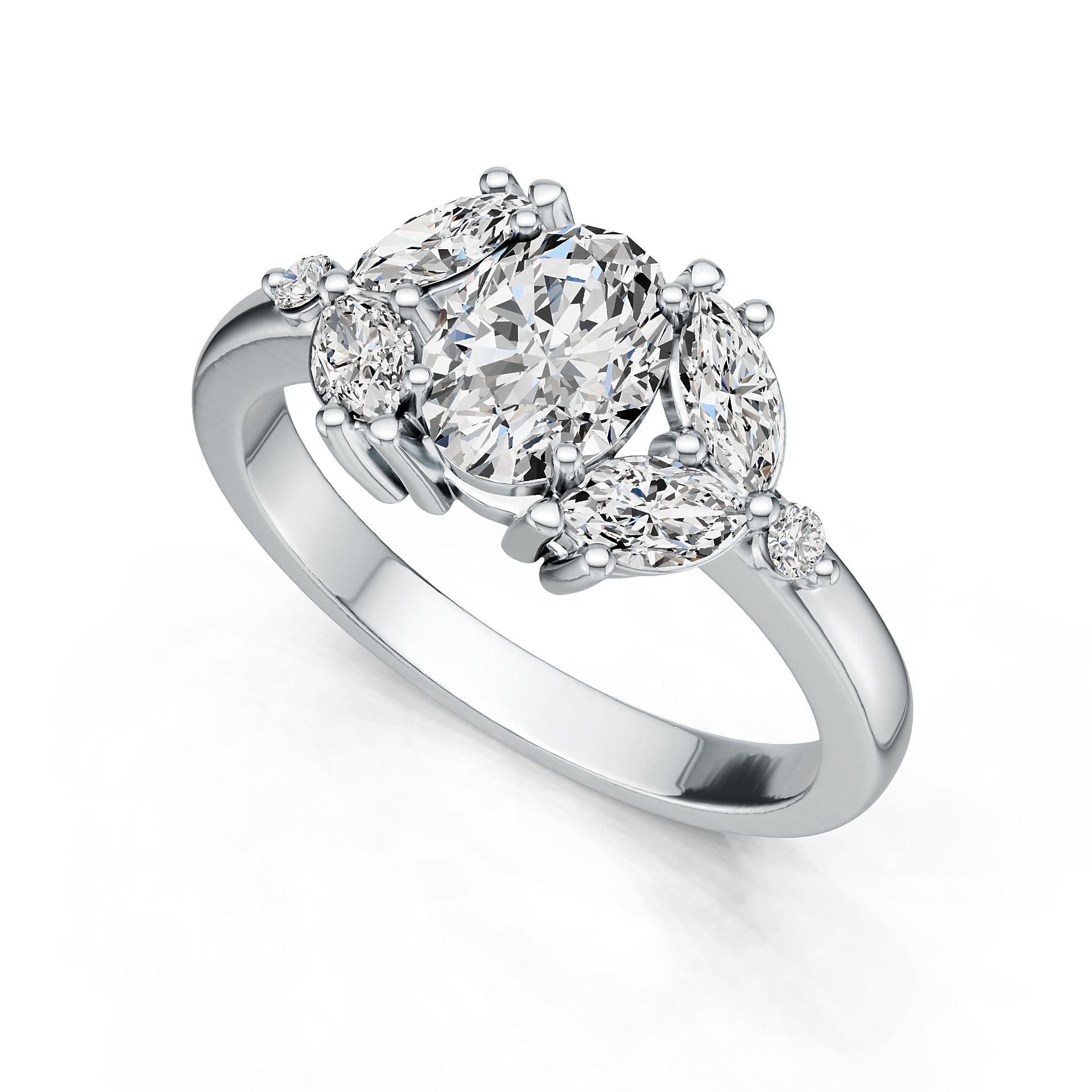 Sterling Silver Semi Mount Ring Setting Oval OV 8X6mm MQ 6X3mm DHJ