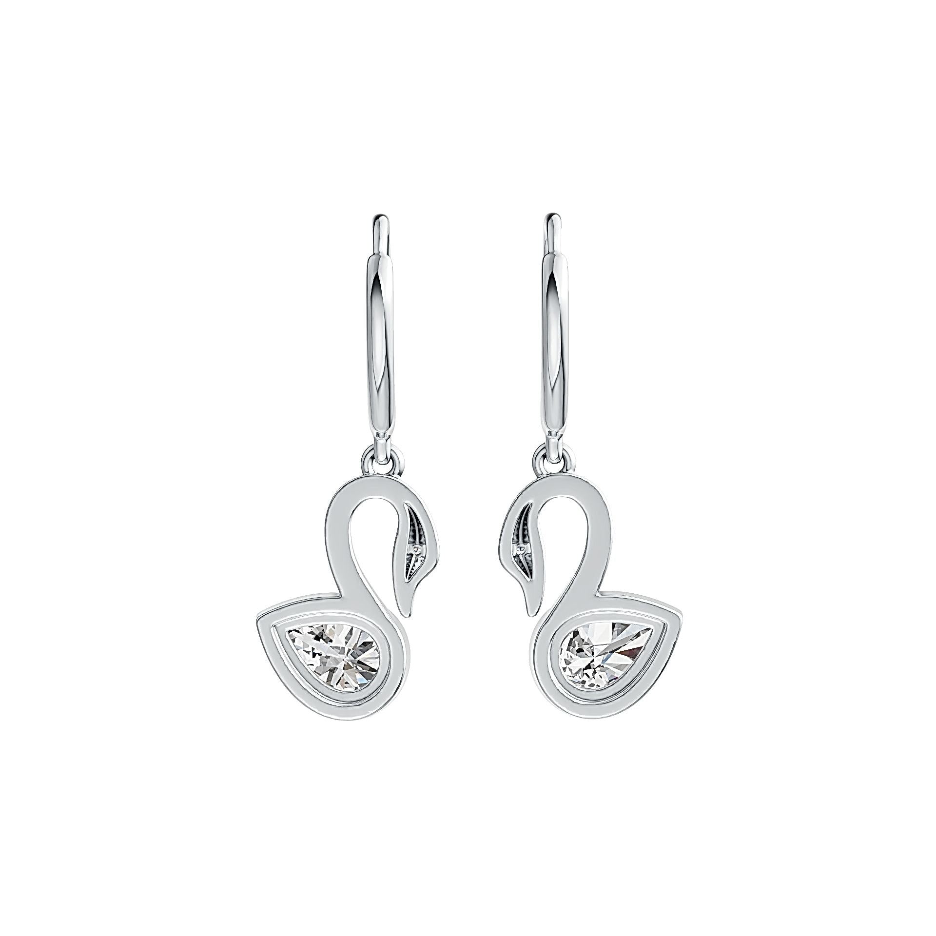 14K Gold Semi Mount Earrings Setting Pear PE 7X5mm Swan Theme Diamond Accent DHJ