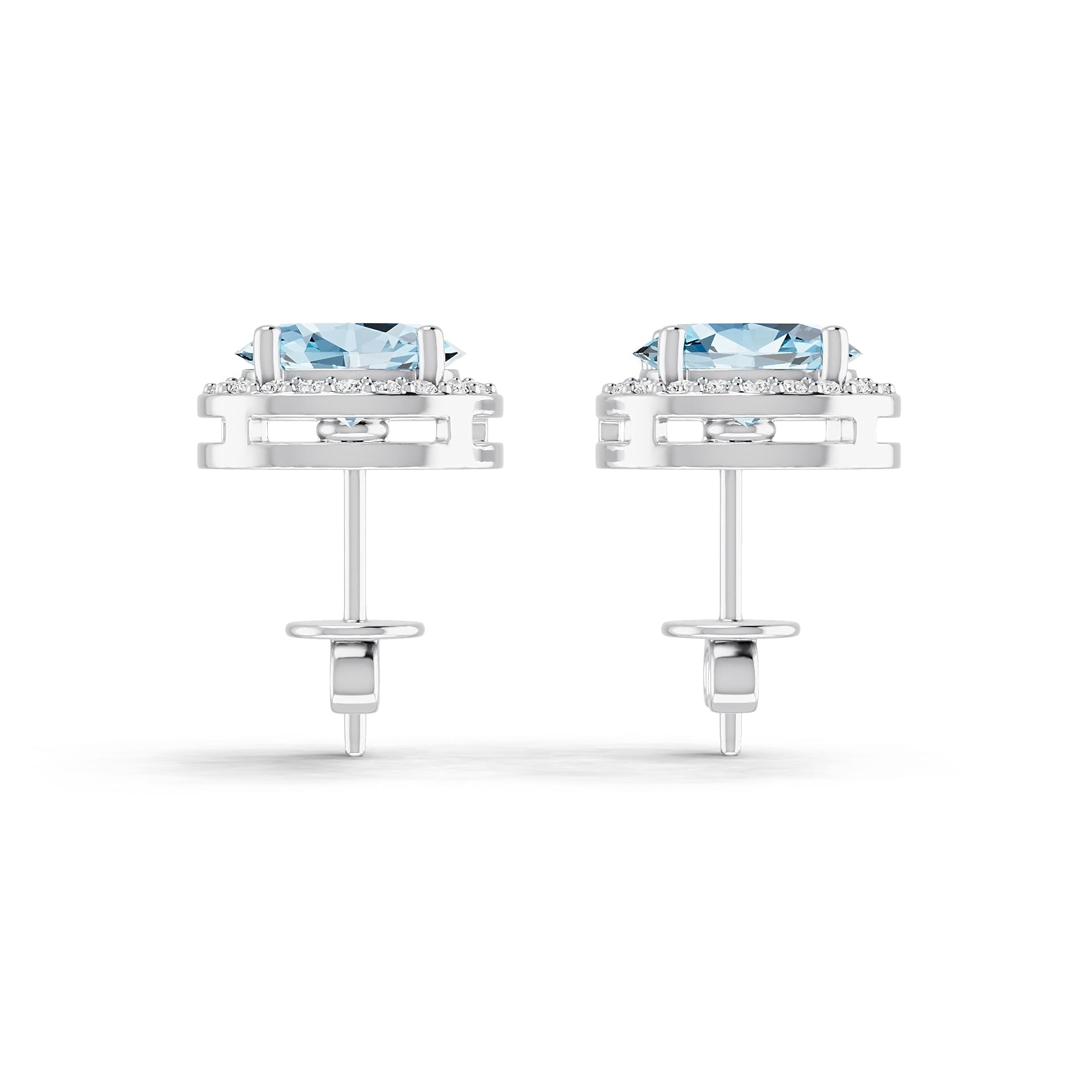Platinum Semi Mount Earrings Setting Oval Ov 9x6mm Diamond Accent Syz Jewelry