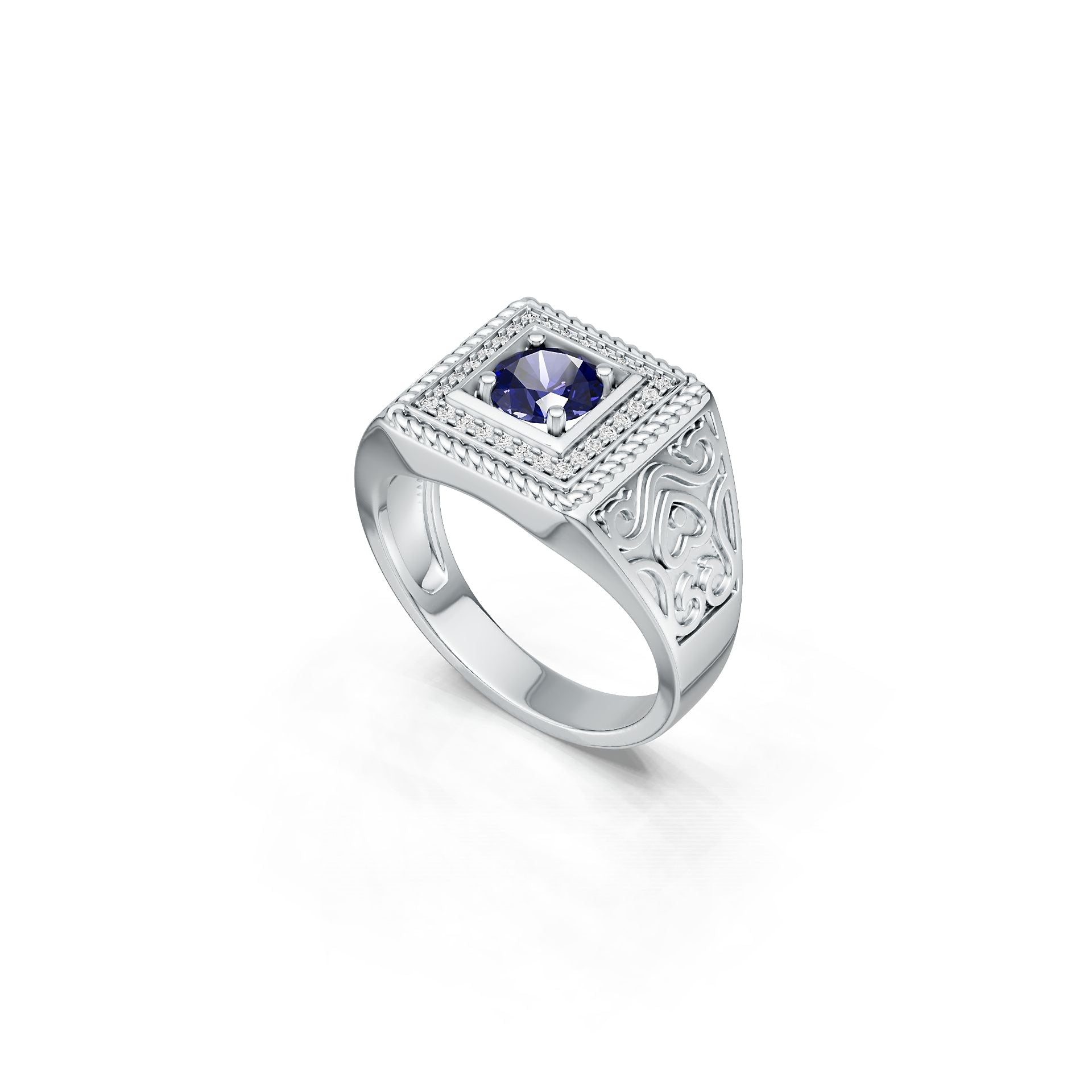 Sterling Silver Semi Mount Ring Setting RD 6.5x6.5mm Men's Ring Syzjewelry