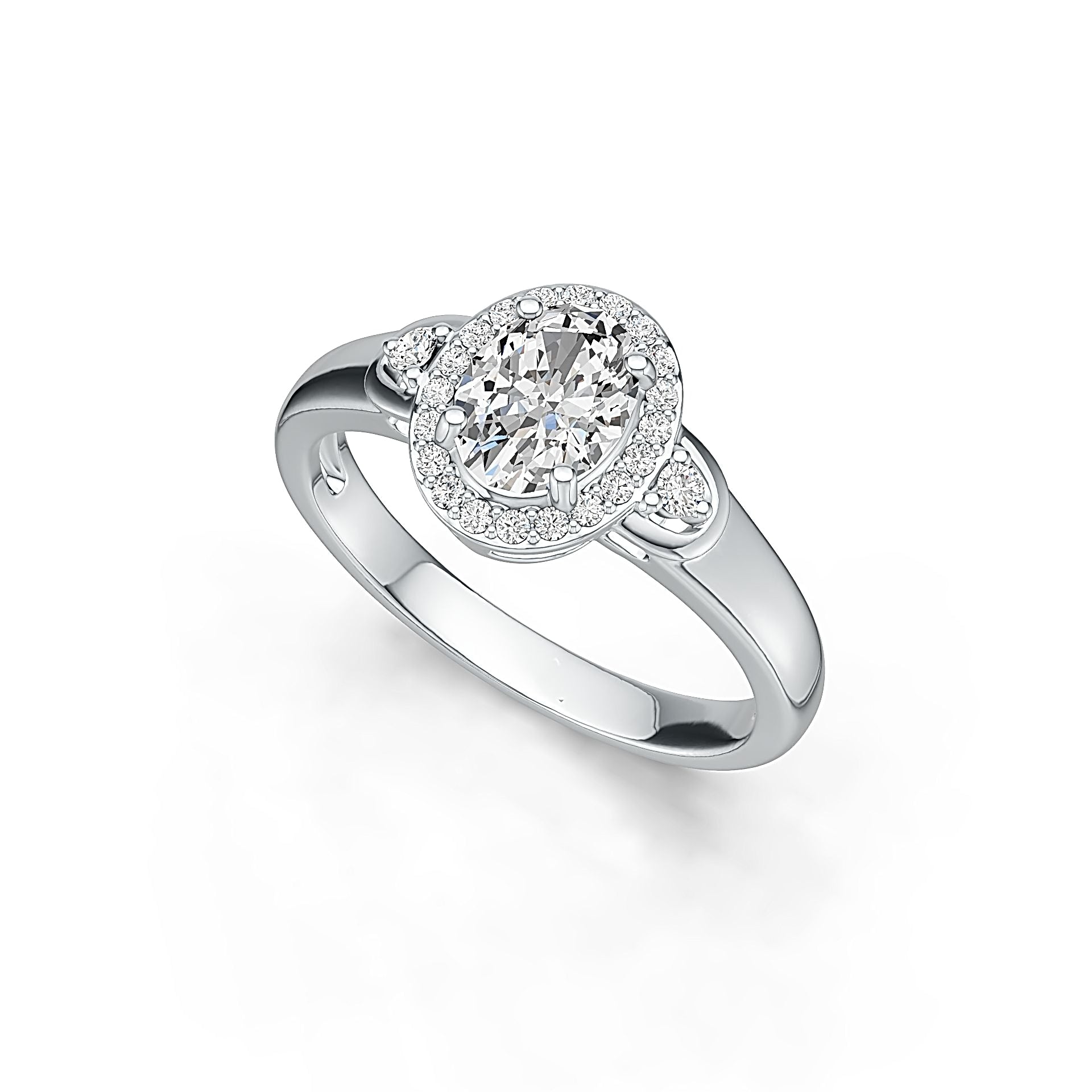 Sterling Silver Semi Mount Ring Setting Oval OV 8x6mm Halo White Topaz Syzjewelry