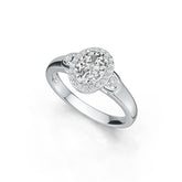 Sterling Silver Semi Mount Ring Setting Oval OV 8x6mm Halo White Topaz Syzjewelry