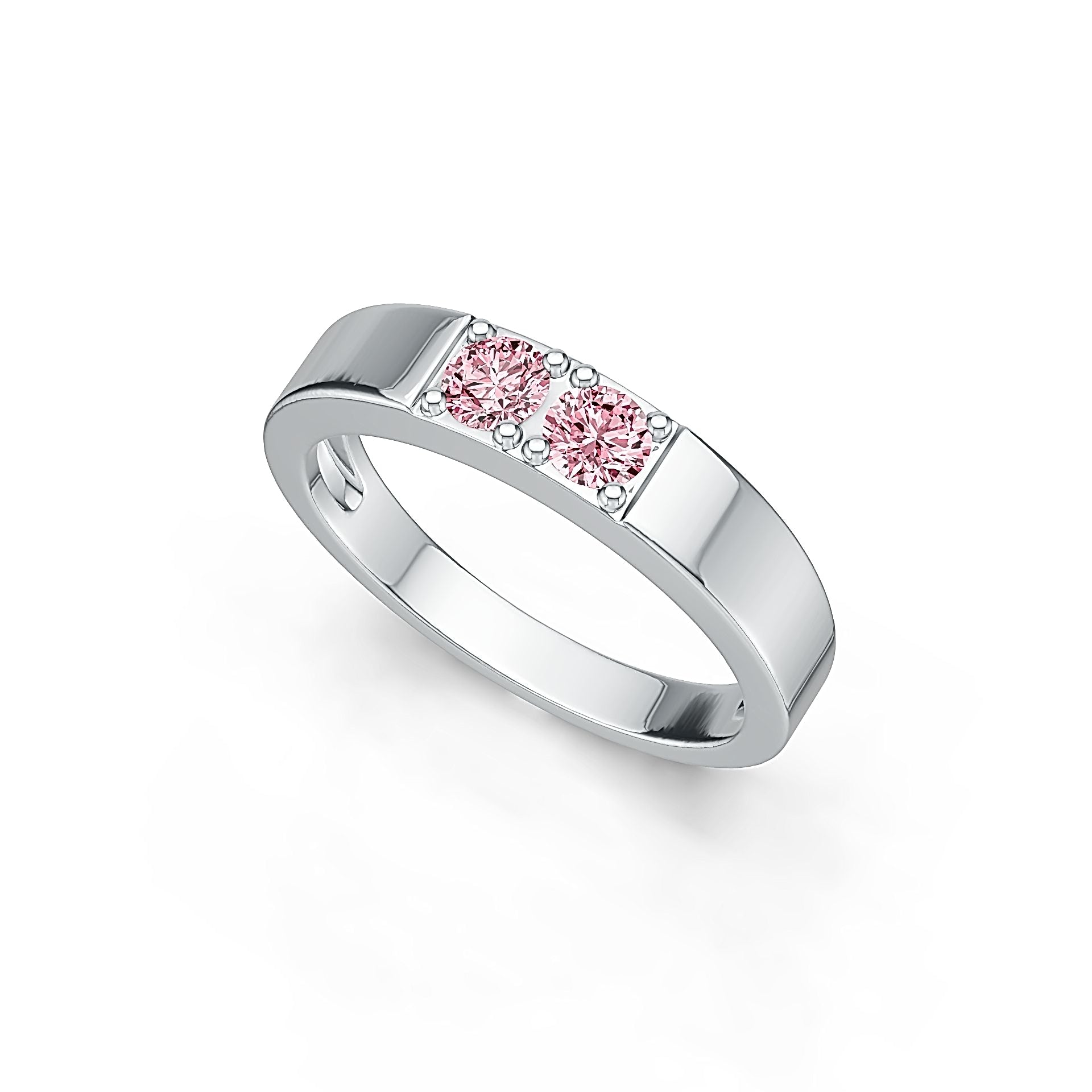 Men's Sterling Silver Semi Mount Ring Setting Round RD 4x4mm Two Stone Ring Toi et Moi DHJ