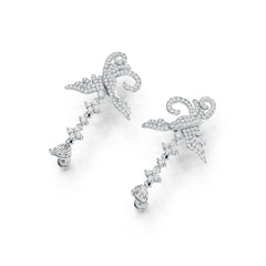 14K Gold Semi Mount Earrings Setting Pear PE 6X4mm Bird Theme Diamond Accent DHJ