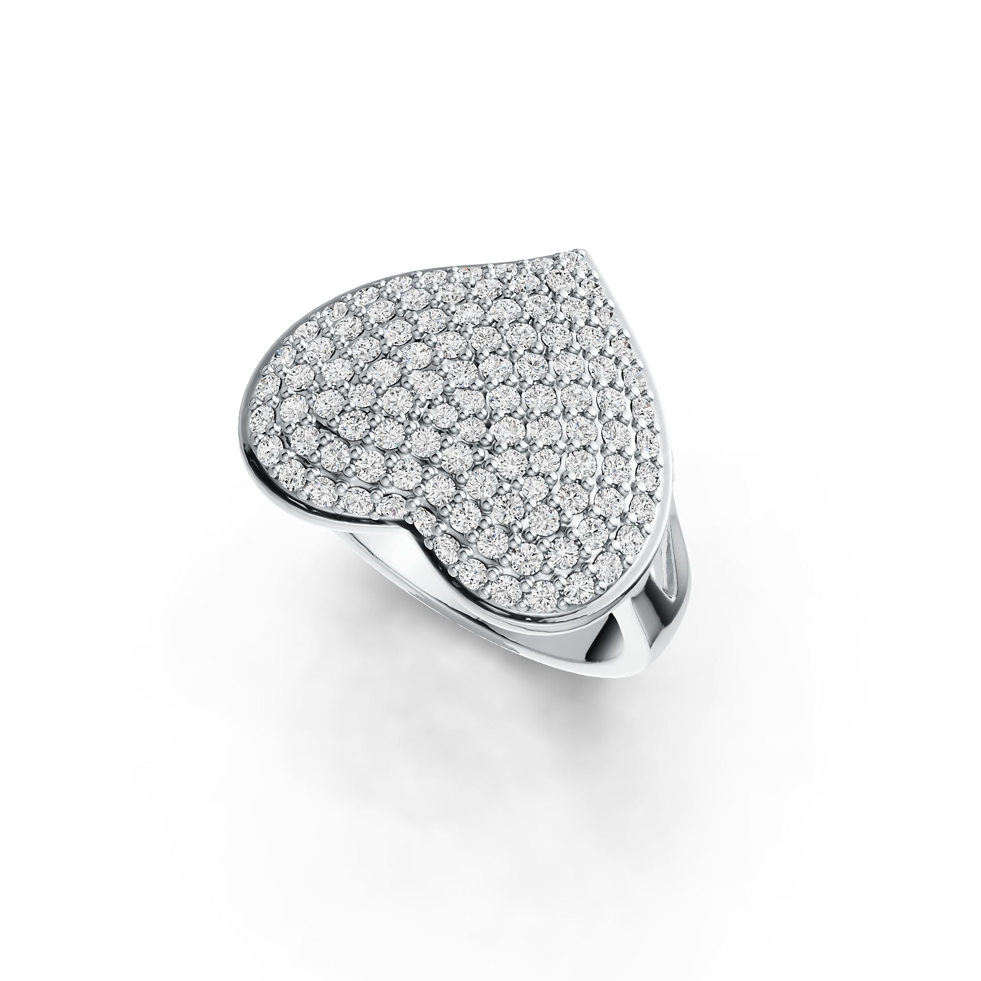 Sterling Silver Ring Pave Heart Theme with White Topaz or Moissanite Syzjewelry