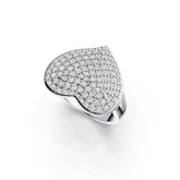 Sterling Silver Ring Pave Heart Theme with White Topaz or Moissanite Syzjewelry